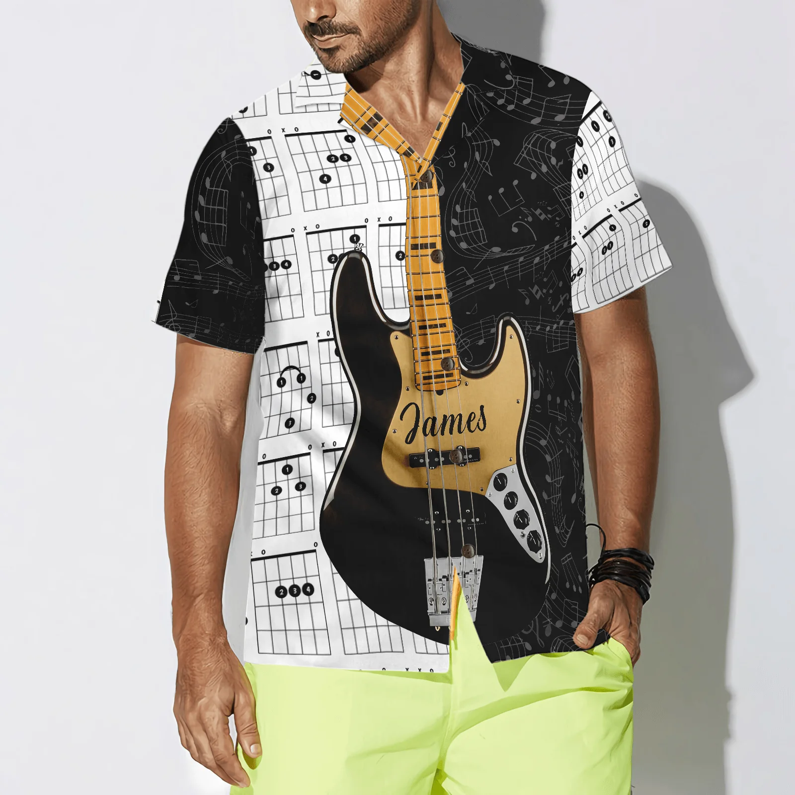 Guitar Custom Name Hawaiian Shirt, Personalized Colorful Summer Aloha Shirt For Men Women, Perfect Gift For Friend, Family, Guitar Lover, Music Lovers - Image 3