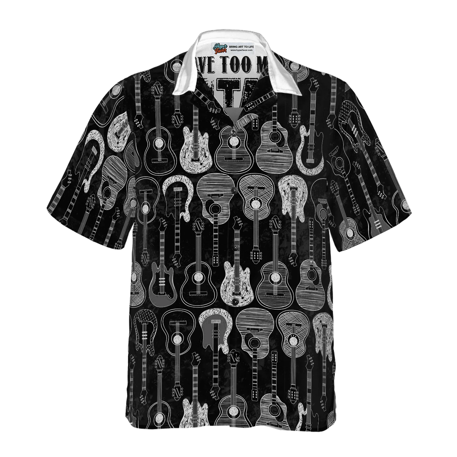 Guitar Hawaiian Shirt, I Have Too Many Guitars Black And White Version Hawaiian Shirt For Men Women, Gift For Friend, Team, Guitar Lover - Image 3