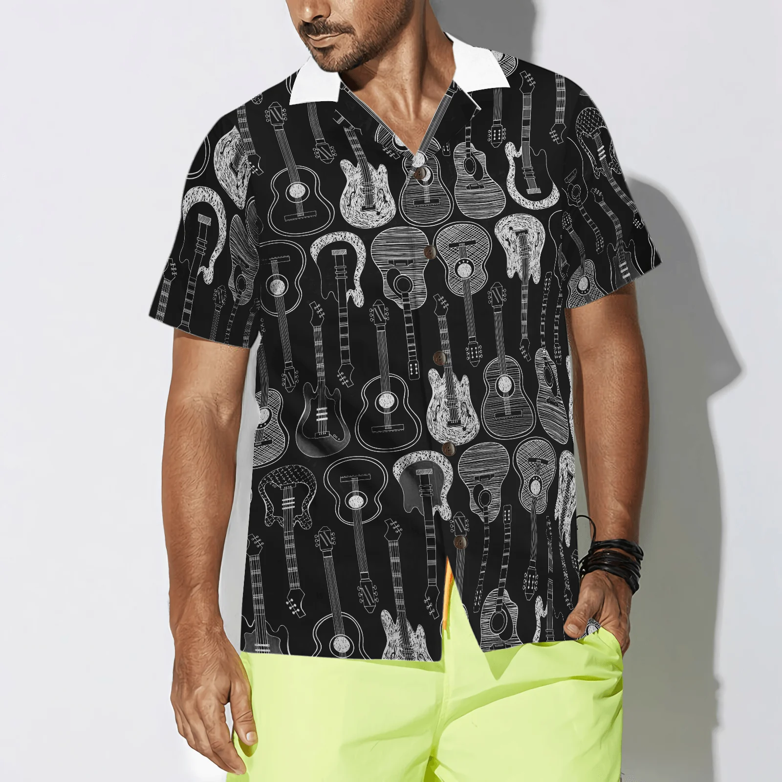 Guitar Hawaiian Shirt, I Have Too Many Guitars Black And White Version Hawaiian Shirt For Men Women, Gift For Friend, Team, Guitar Lover - Image 4