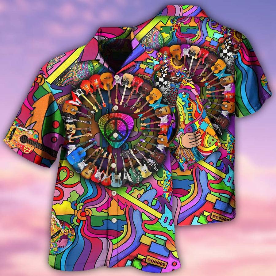 Guitar Love Life Style Colorful Aloha Hawaiian Shirt For Summer, Guitar Hawaiian Shirts Outfit For Men Women, Music Guitar Lovers