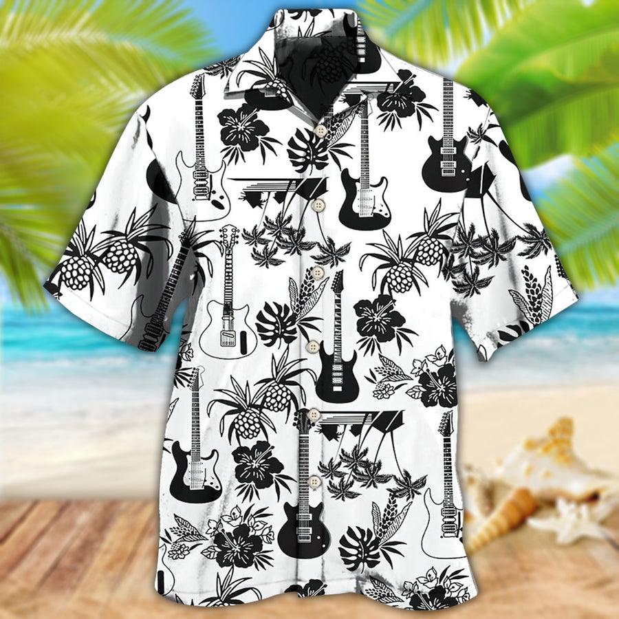 Guitar Music With Electric Guitar Aloha Hawaiian Shirt For Summer, Guitar Tropical Hawaiian Shirts Matching Outfit For Men Women, Music Guitar Lovers