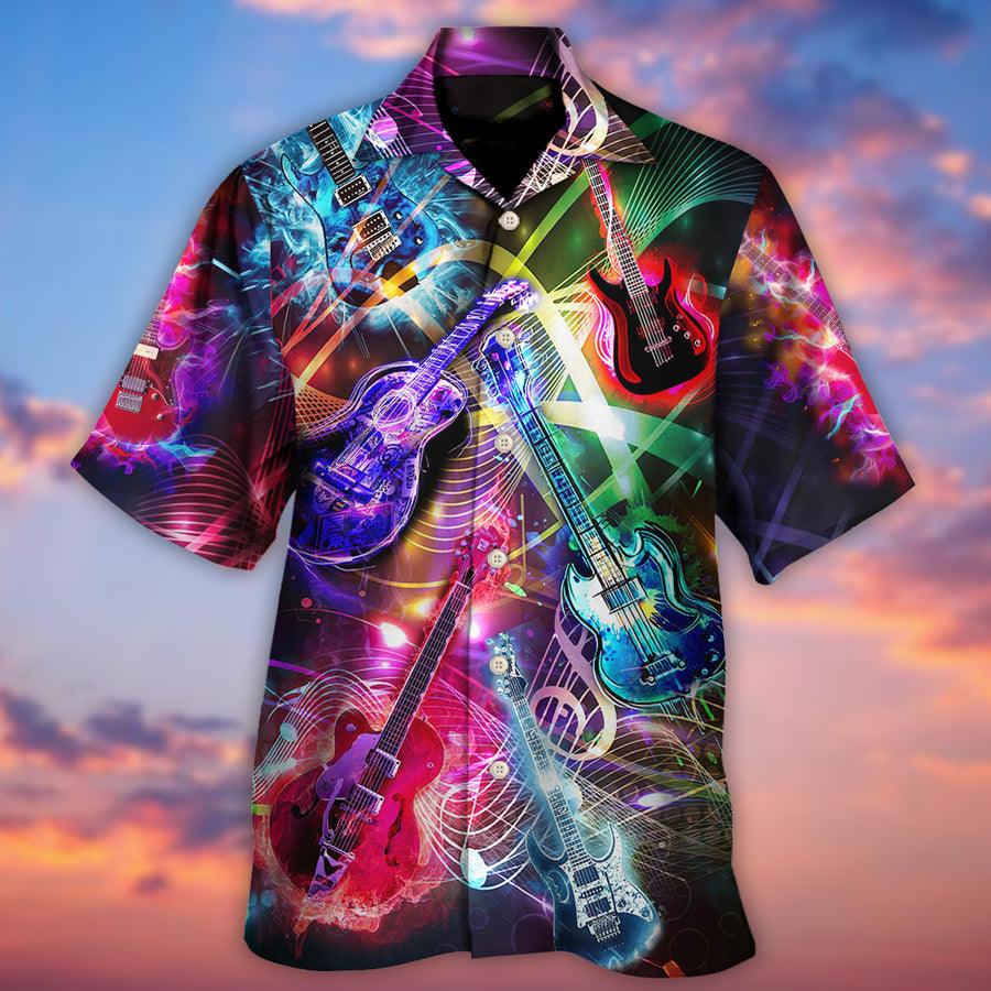 Guitar Neon Amazing Aloha Hawaiian Shirt For Summer, Guitar Is All You Need Hawaiian Shirts Outfit For Men Women, Music Guitar Lovers