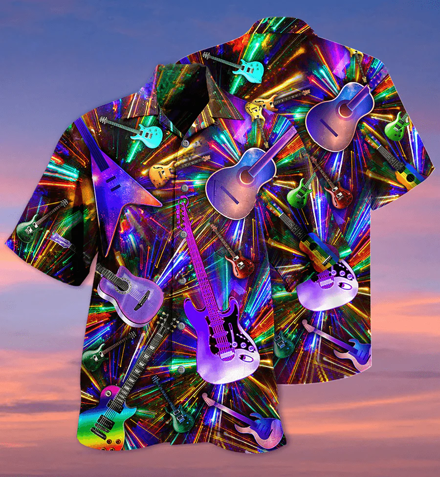 Guitar Neon Color Aloha Hawaiian Shirt For Summer, Colorful Guitar Hawaiian Shirts Outfit For Men Women, Music Guitar Lovers - Image 2