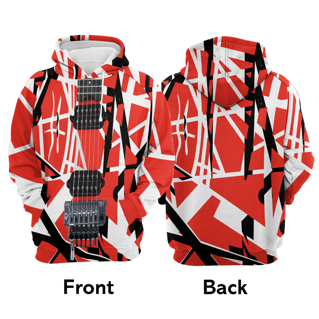 Guitar Premium Christmas Hoodie, Guitar Red & White Unisex Hoodie For Men & Women - Perfect Gift For Christmas, Guitar Lover - Image 3