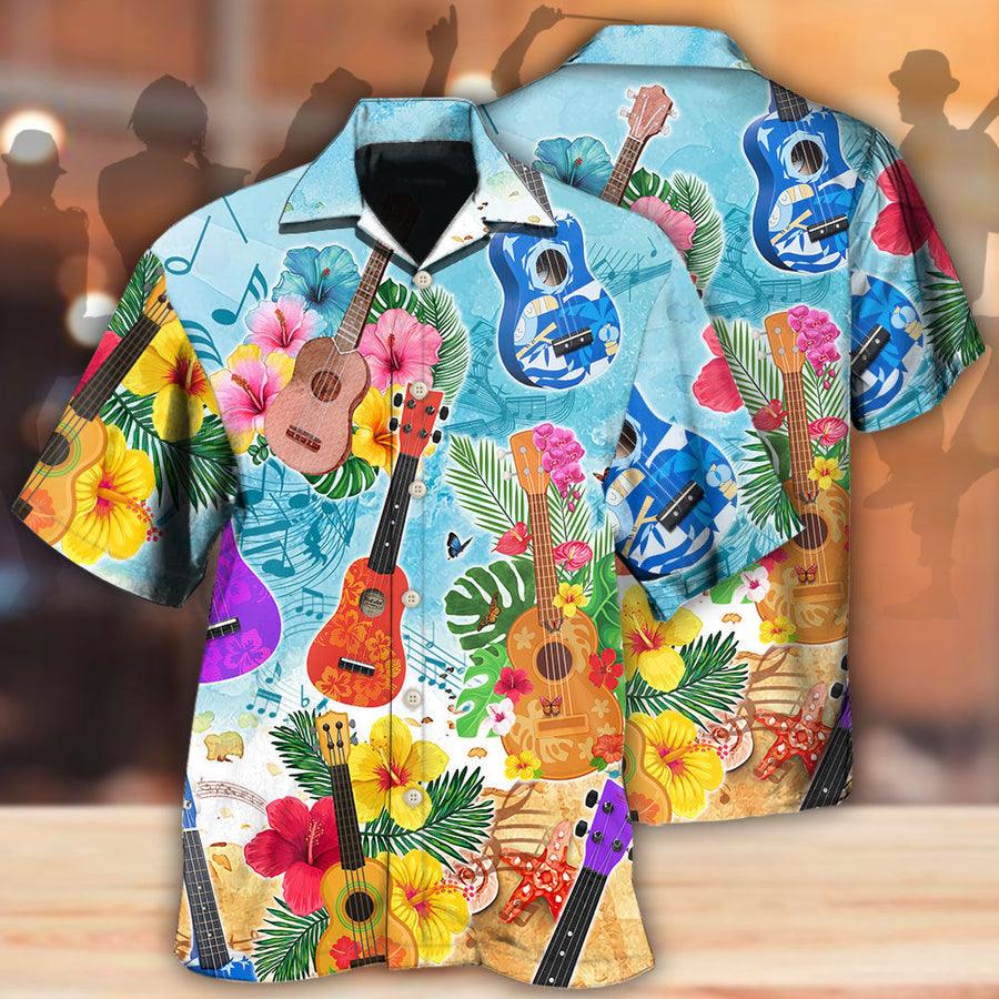 Guitar Ukulele Tropical Aloha Hawaiian Shirt For Summer, Guitar Hawaiian Shirts Matching Outfit For Men Women, Music Guitar Lover - Image 2