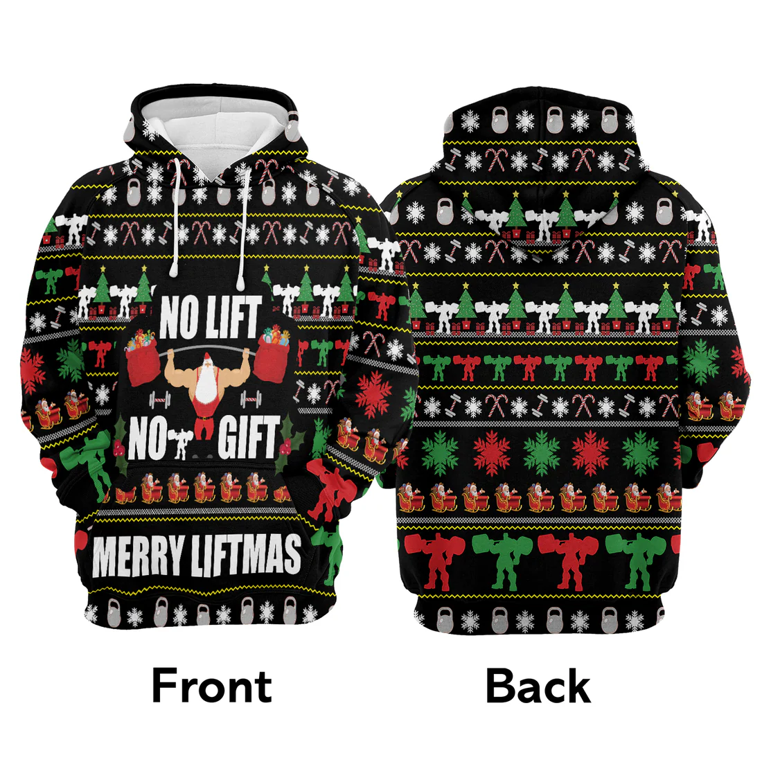Gym Santa Premium Christmas Hoodie, No Lift No Gift Merrt Liftmas Unisex Hoodie For Men & Women - Perfect Gift For Christmas, Family - Image 3