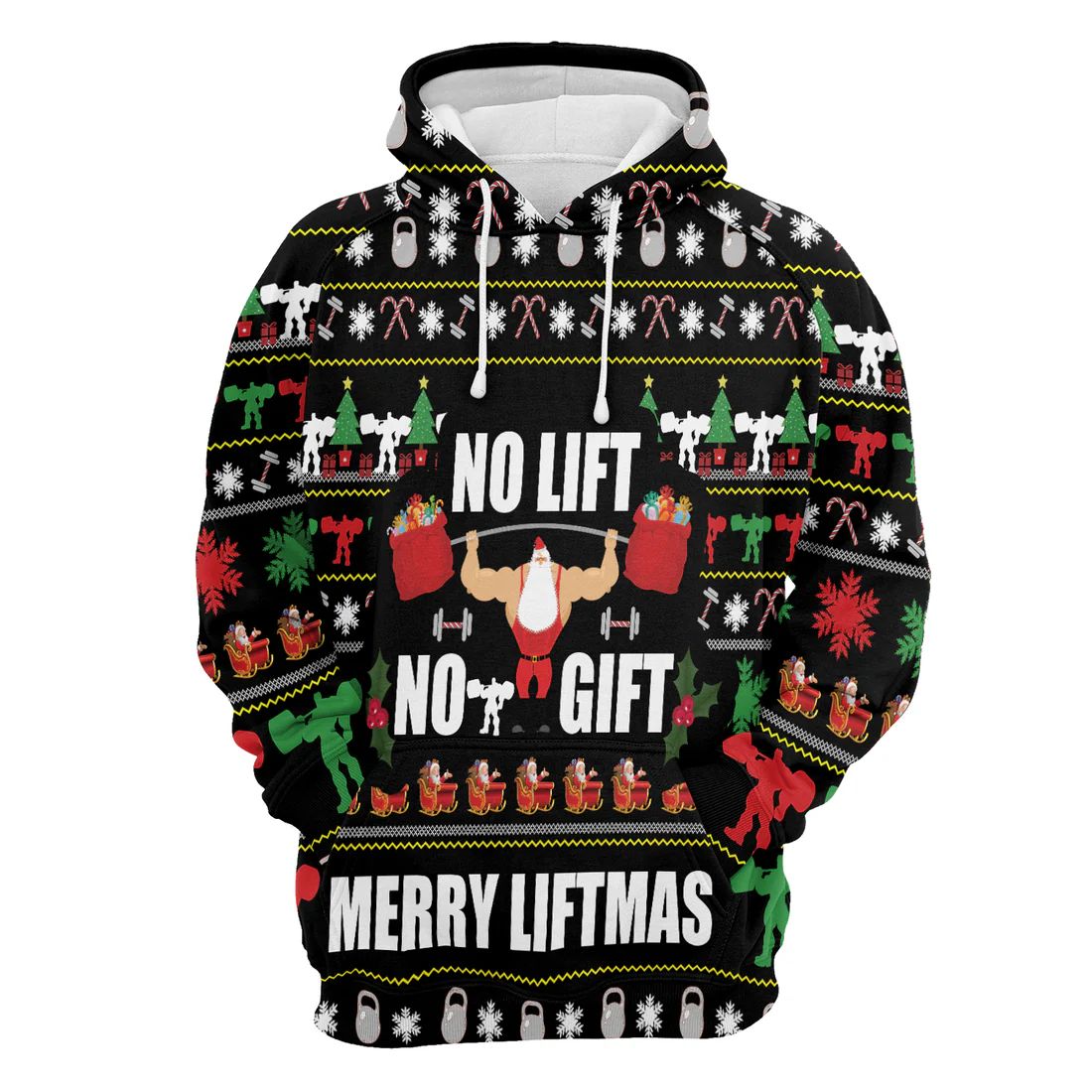 Gym Santa Premium Christmas Hoodie, No Lift No Gift Merrt Liftmas Unisex Hoodie For Men & Women - Perfect Gift For Christmas, Family - Image 4