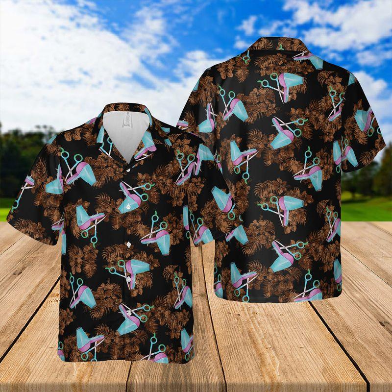 Hairdresser Aloha Hawaiian Shirts For Summer, Hair Tools Pattern Tropical Floral Hawaiian Shirt For Men Women Clothing, Best Gift For Friend, Family - Image 2