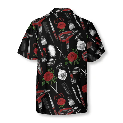 Hairdresser Hawaiian Shirt - Hairdresser Tools, Red Roses Aloha Shirt For Men - Perfect Gift For Hairdresser, Husband, Boyfriend, Family, Friends - Image 3