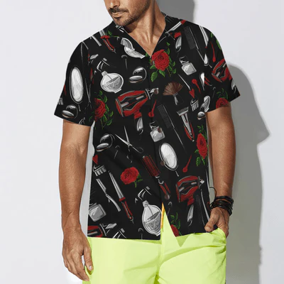 Hairdresser Hawaiian Shirt - Hairdresser Tools, Red Roses Aloha Shirt For Men - Perfect Gift For Hairdresser, Husband, Boyfriend, Family, Friends - Image 4