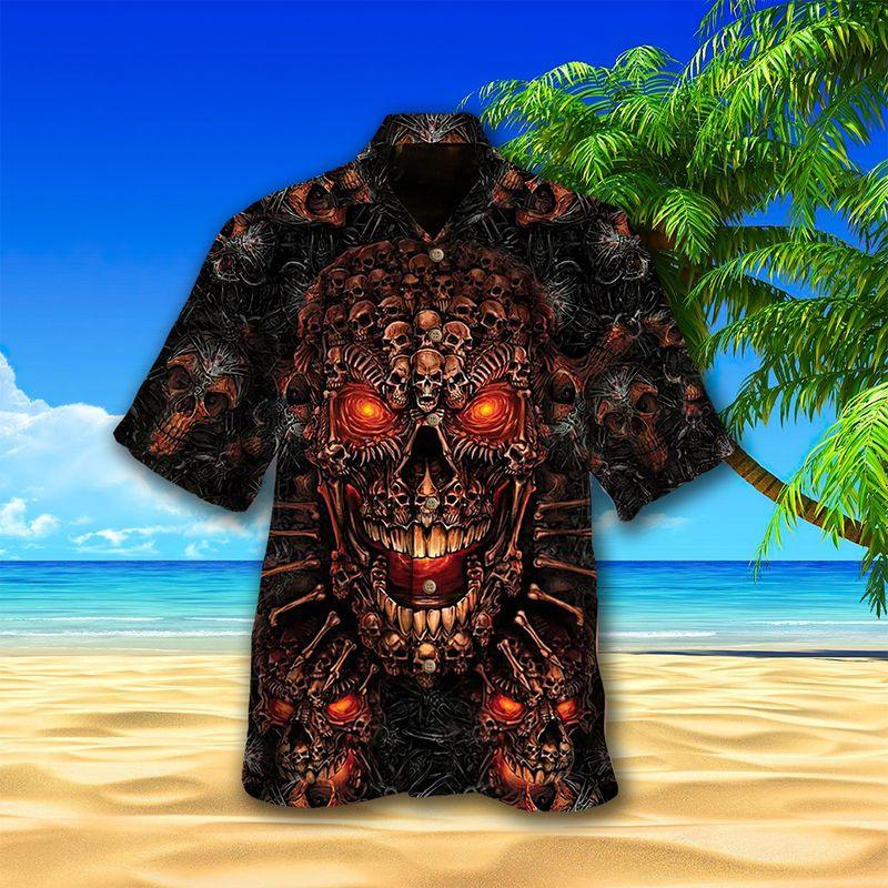 Halloween Aloha Hawaiian Shirts For Summer, Creepy Skull Screaming Hawaiian Set Clothing For Men Women, Gift For Friend, Family - Image 2