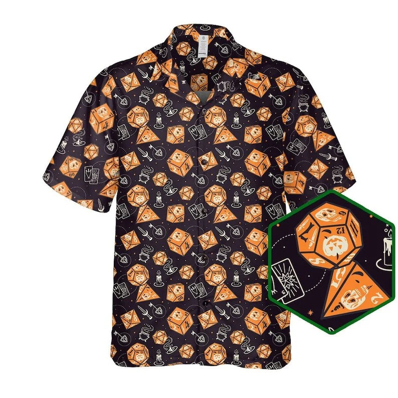 Halloween DnD Hawaiian Shirt, Dice Hawaiian Shirt, DnD Halloween Aloha Shirt For Men & Women - Halloween Gift For Members Family, Friends - Image 4