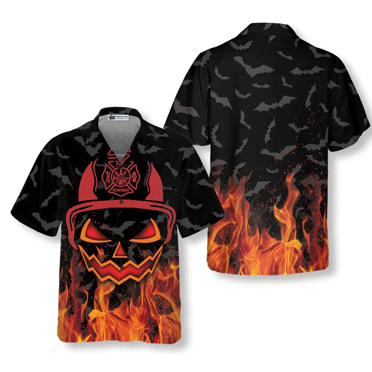 Halloween Firefighter Shirt Hawaiian Shirt - Perfect Gift For Lover, Friend, Family - Perfect Gift For Lover, Friend, Family - Image 3