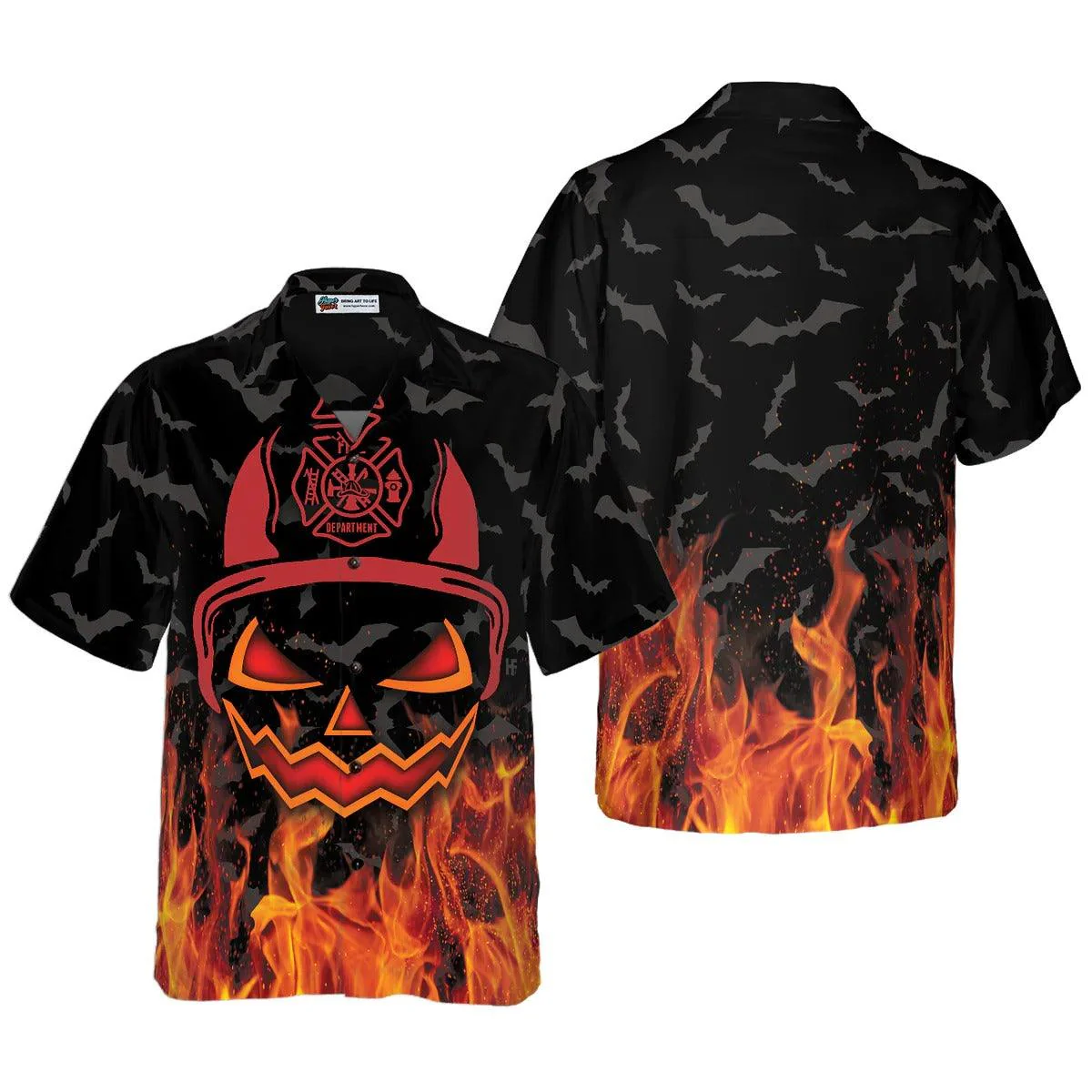Halloween Firefighter Shirt Hawaiian Shirt - Perfect Gift For Lover, Friend, Family - Perfect Gift For Lover, Friend, Family - Image 4