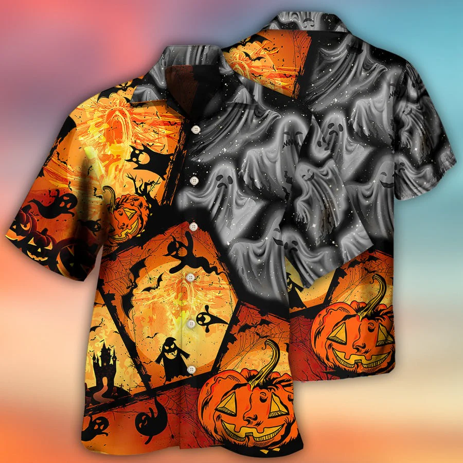 Halloween Ghost Hawaiian Shirt, Halloween Hawaiian Shirt, Pumpkin Scary Hawaiian Shirt For Men & Women - Halloween Gift For Members Family, Friends - Image 2
