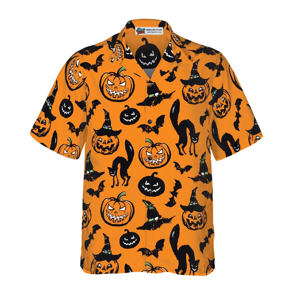Halloween Hawaiian Shirt, Bat, Pumpkin And Black Cat Hawaiian Shirt - Perfect Gift For Lover, Friend, Family - Image 5