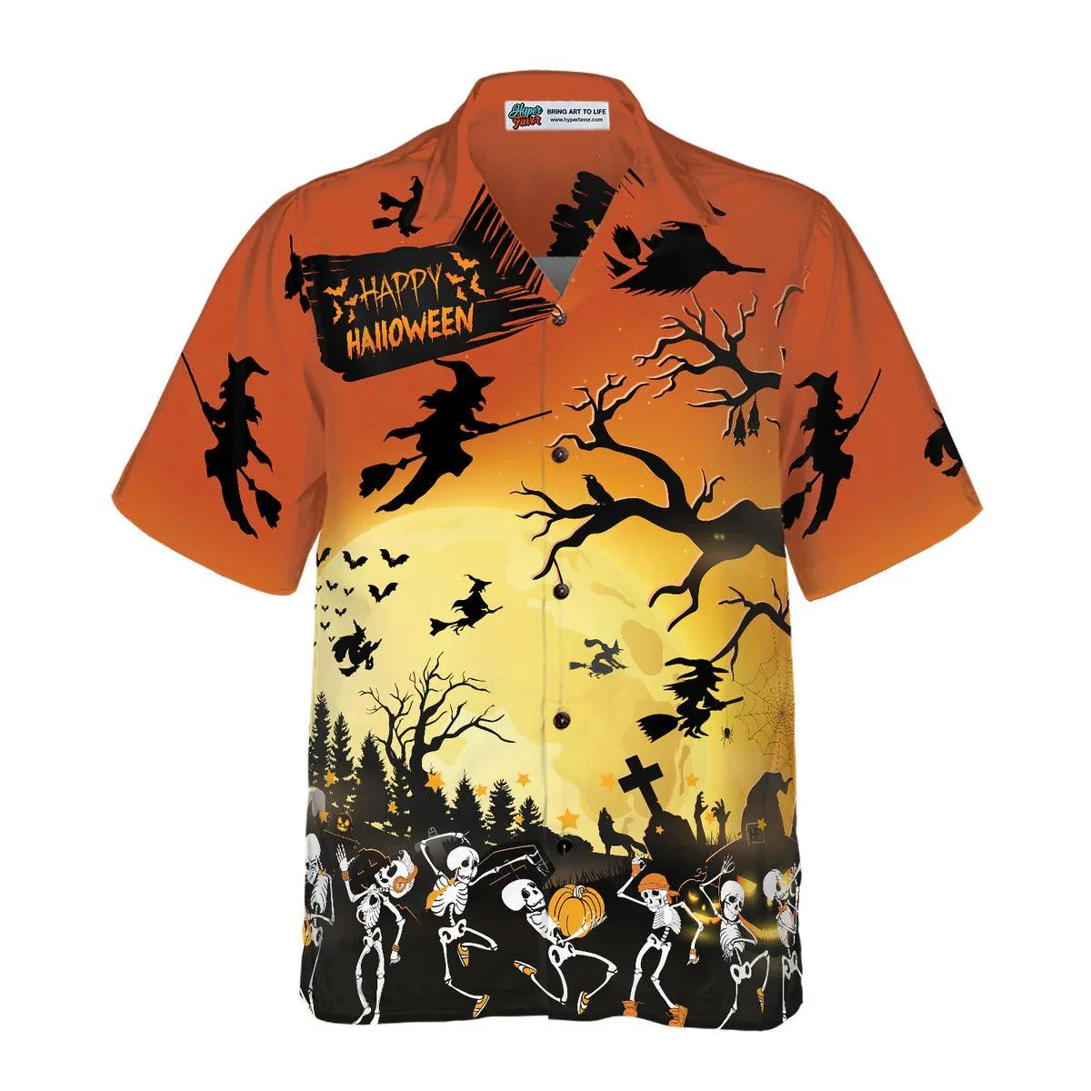 Halloween Hawaiian Shirt, Dancing Skeletons Halloween Hawaiian Shirt, Skeleton Shirt For Men And Women - Perfect Gift For Lover, Friend, Family - Image 2