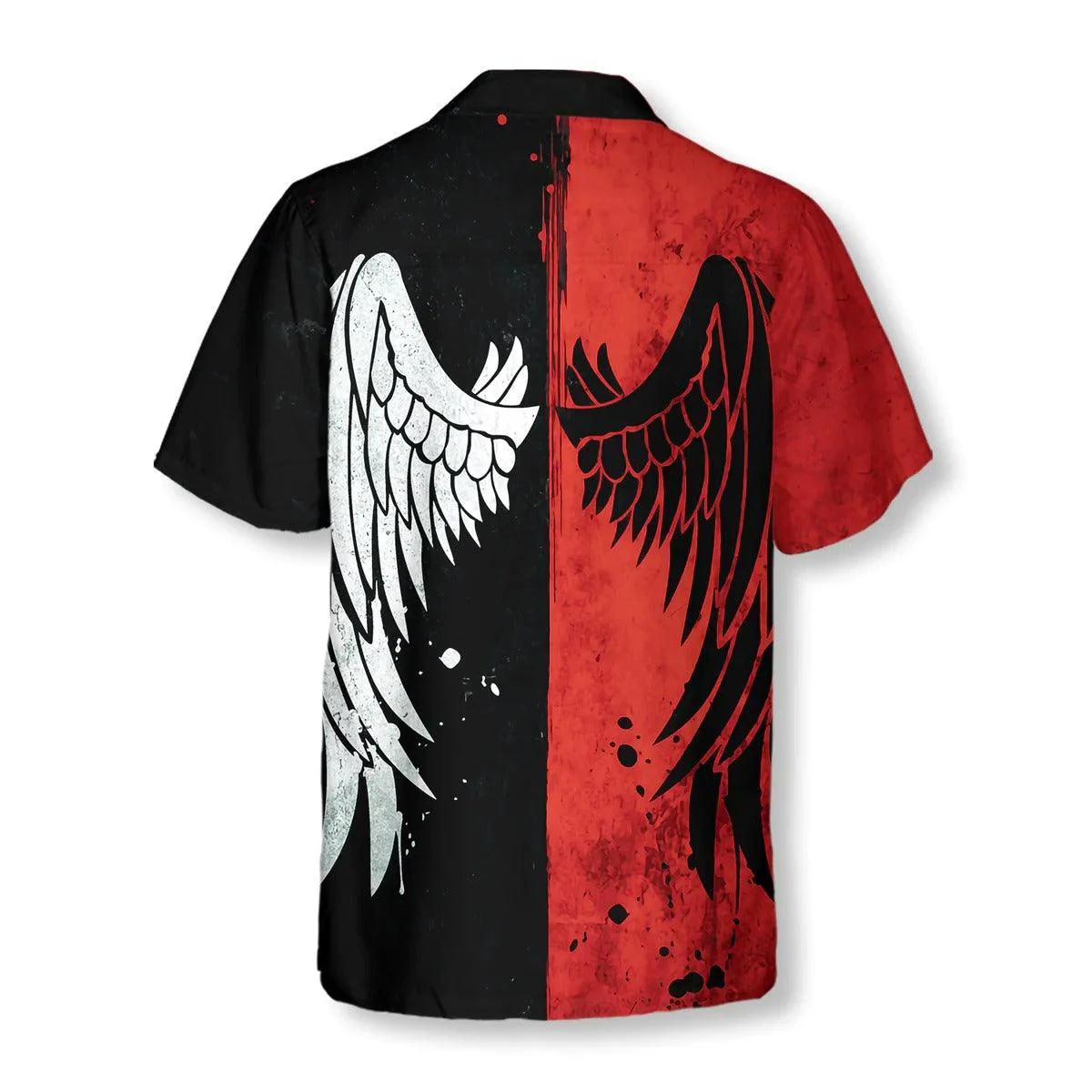 Halloween Hawaiian Shirt - Evil Smile Hawaiian Shirt, Black And White Angle Wing Hawaiian Shirt - Perfect Gift For Lover, Friend, Family - Image 4