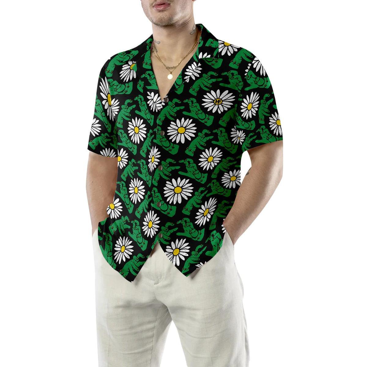 Halloween Hawaiian Shirt, Halloween Frankenstein's Monster And Daisies Hawaiian Shirt, Demon Hand Hawaiian Shirt - Perfect Gift For Lover, Friend, Family - Image 2