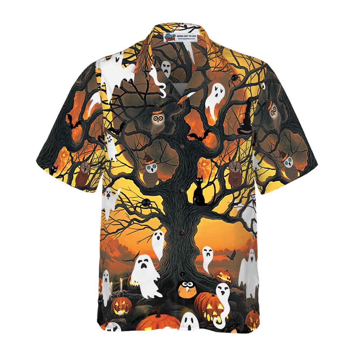 Halloween Hawaiian Shirt - Night Of Pumpkin & Ghost Hawaiian Shirt, Owl Hawaiian Shirt - Perfect Gift For Lover, Friend, Family - Image 4