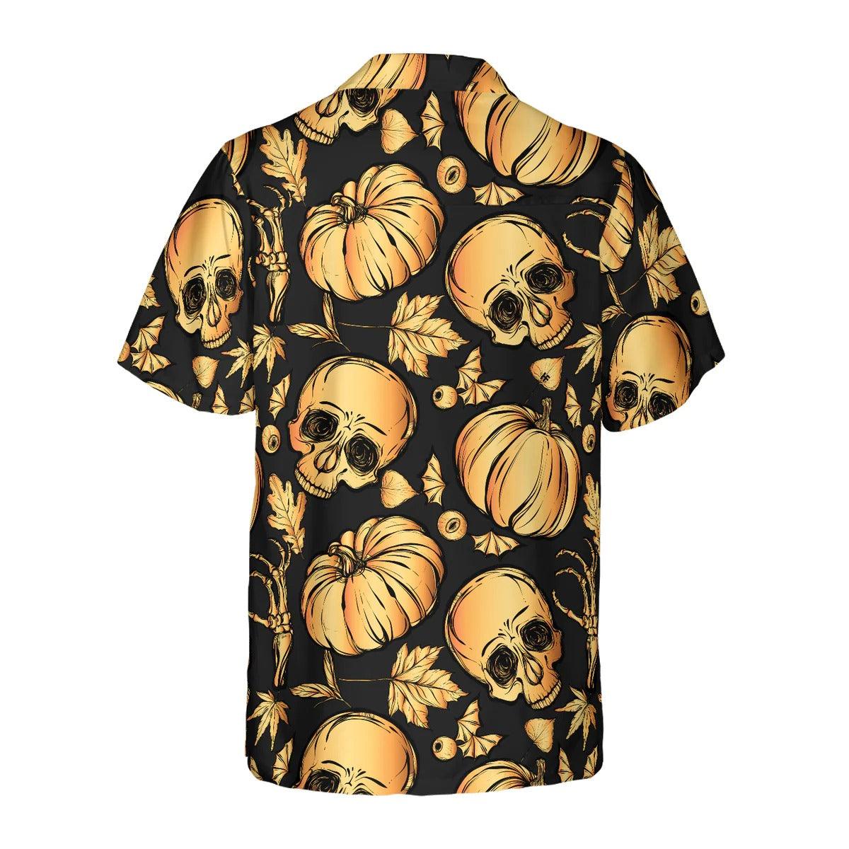 Halloween Hawaiian Shirt - Pumpkin & Skull Halloween Hawaiian Shirt - Perfect Gift For Lover, Friend, Family - Image 2