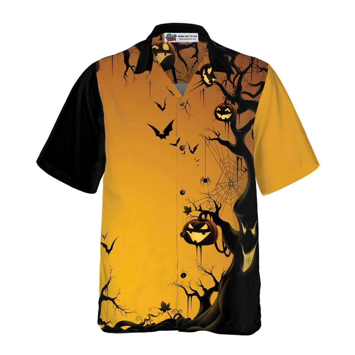 Halloween Hawaiian Shirt - Scary Halloween Tree Hawaiian Shirt, Pumpkin And Bat Hawaiian Shirt - Perfect Gift For Lover, Friend, Family - Image 4