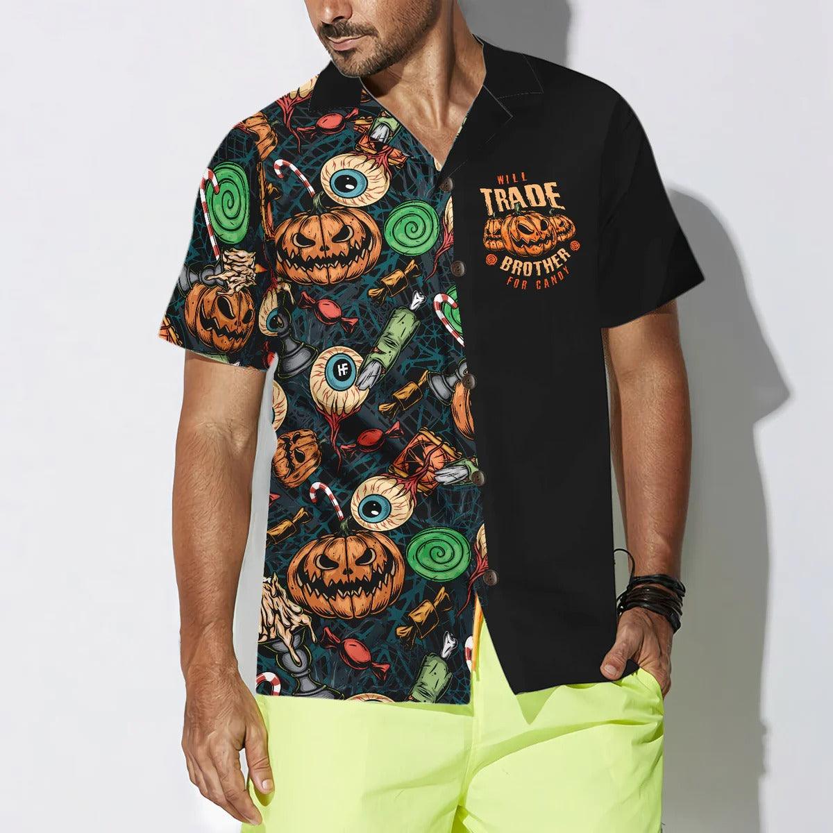 Halloween Hawaiian Shirt, Vintage Halloween Scary Pumpkin Hawaiian Shirt - Perfect Gift For Lover, Friend, Family - Image 3