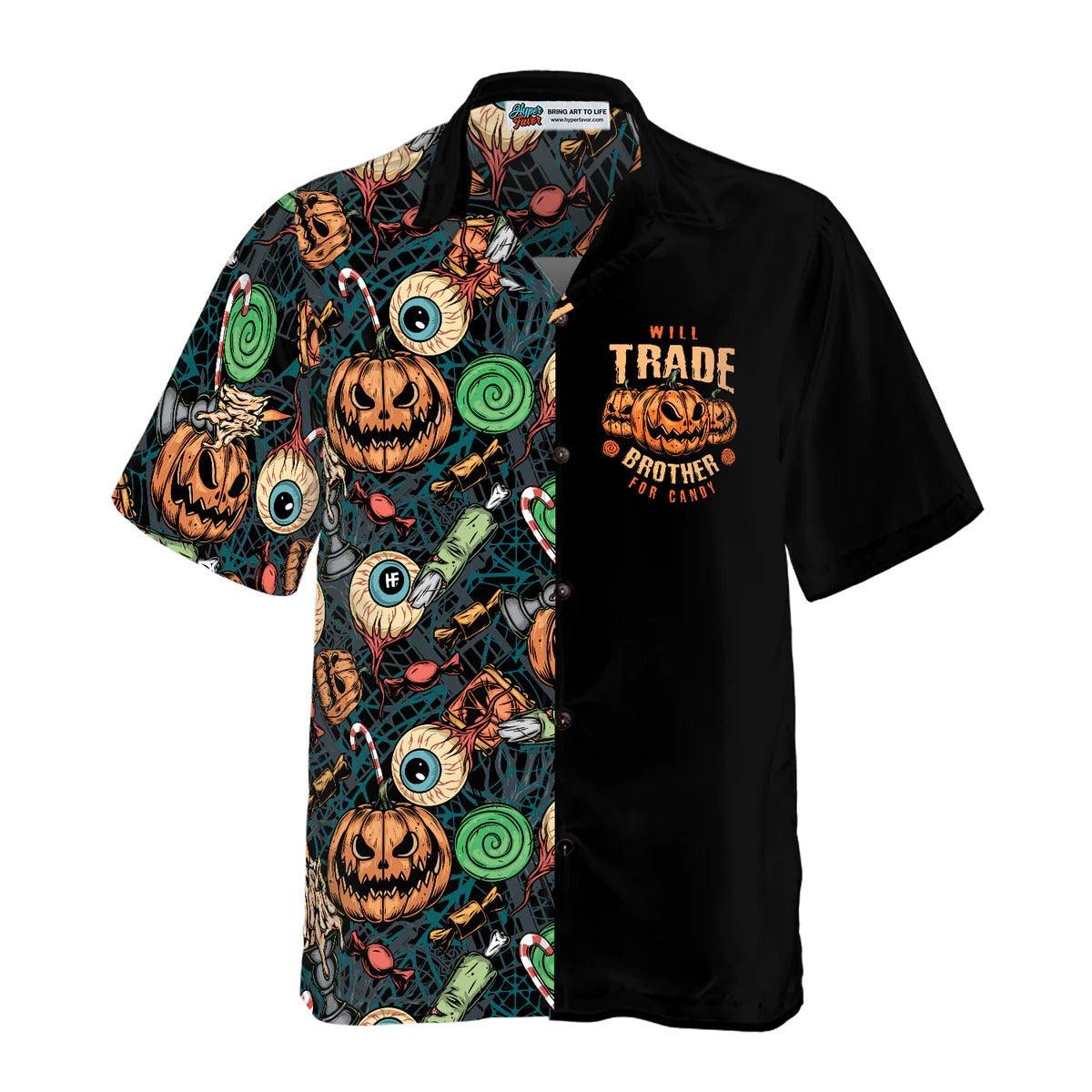 Halloween Hawaiian Shirt, Vintage Halloween Scary Pumpkin Hawaiian Shirt - Perfect Gift For Lover, Friend, Family - Image 4