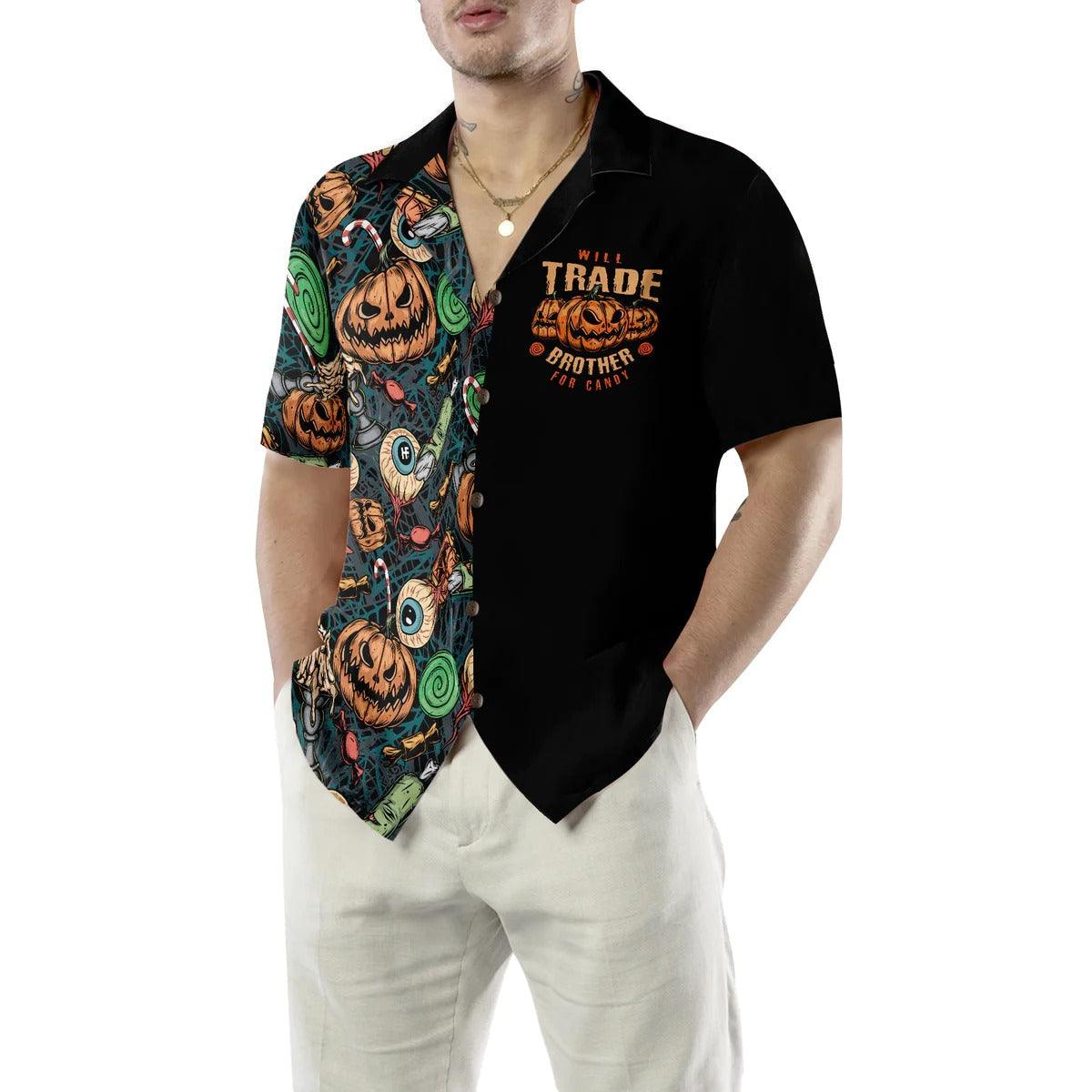 Halloween Hawaiian Shirt, Vintage Halloween Scary Pumpkin Hawaiian Shirt - Perfect Gift For Lover, Friend, Family - Image 5