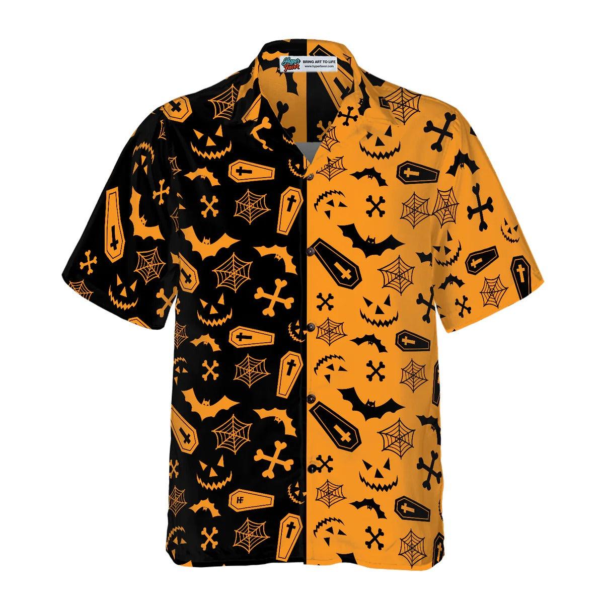 Halloween Party Hawaiian Shirt, Bat Hawaiian Shirt, Black And Gold Hawaiian Shirt - Perfect Gift For Lover, Friend, Family - Image 2