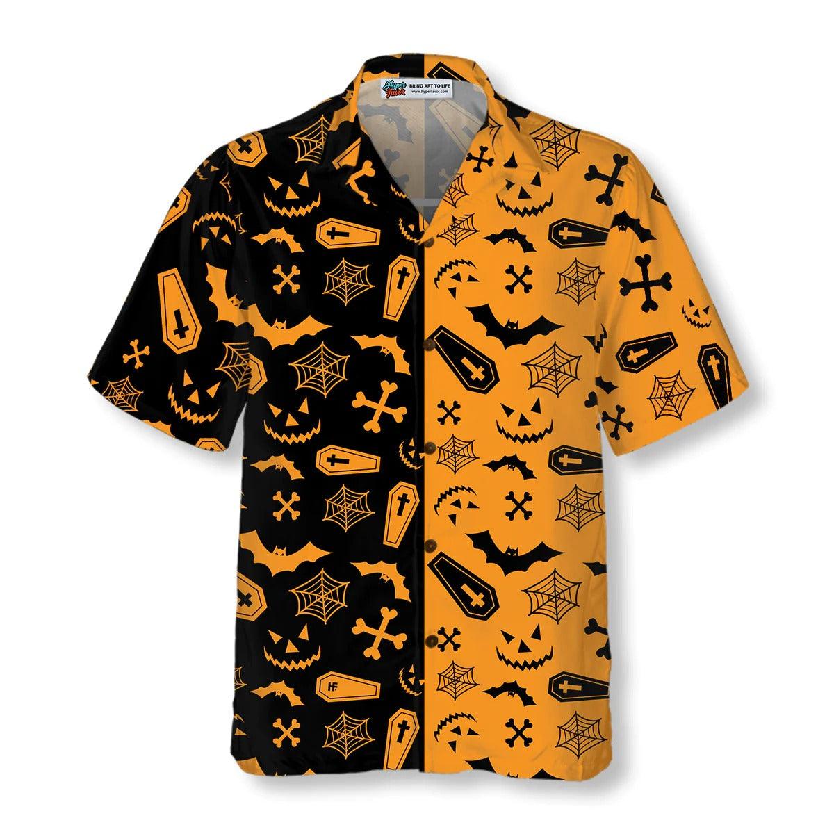 Halloween Party Hawaiian Shirt, Bat Hawaiian Shirt, Black And Gold Hawaiian Shirt - Perfect Gift For Lover, Friend, Family - Image 3