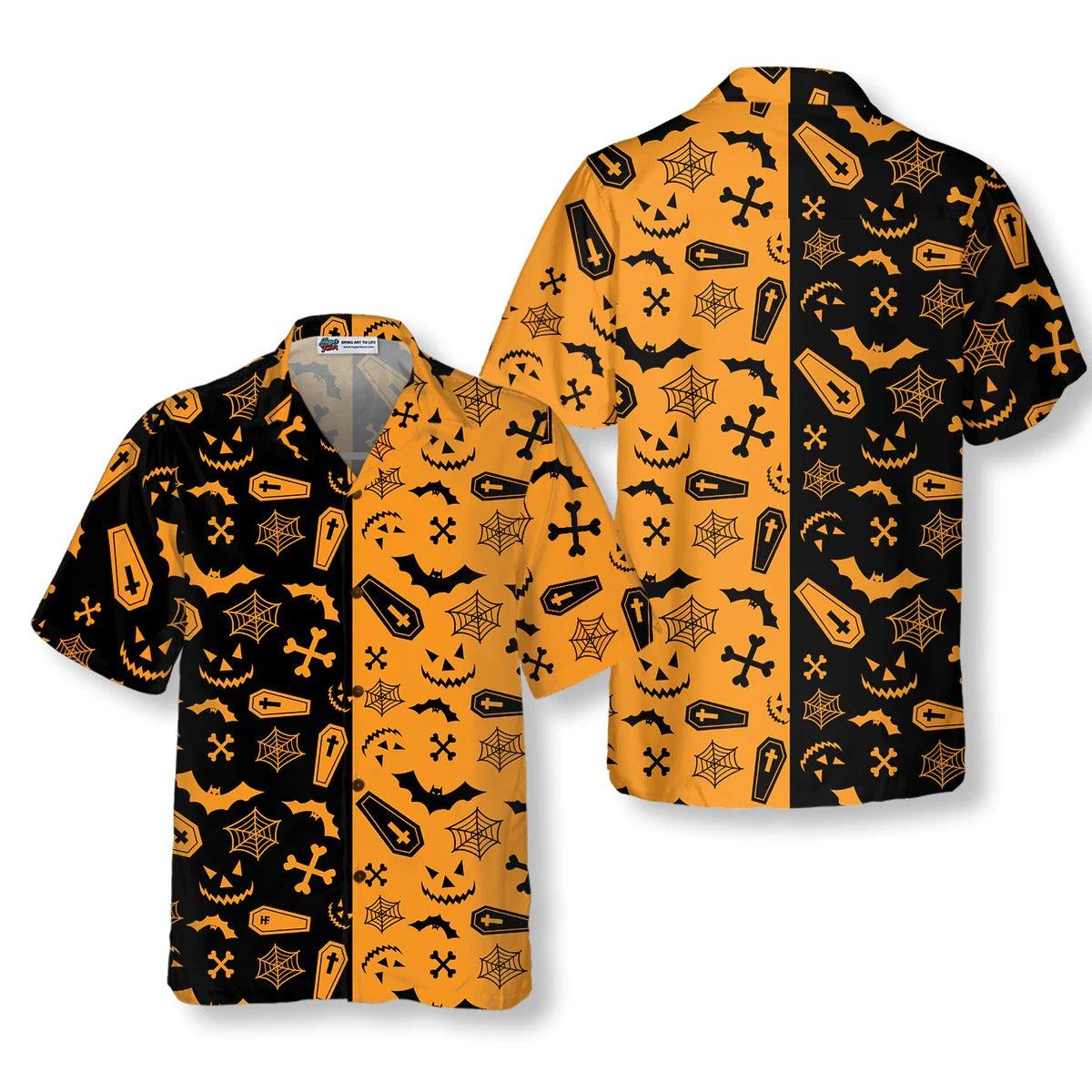 Halloween Party Hawaiian Shirt, Bat Hawaiian Shirt, Black And Gold Hawaiian Shirt - Perfect Gift For Lover, Friend, Family - Image 4