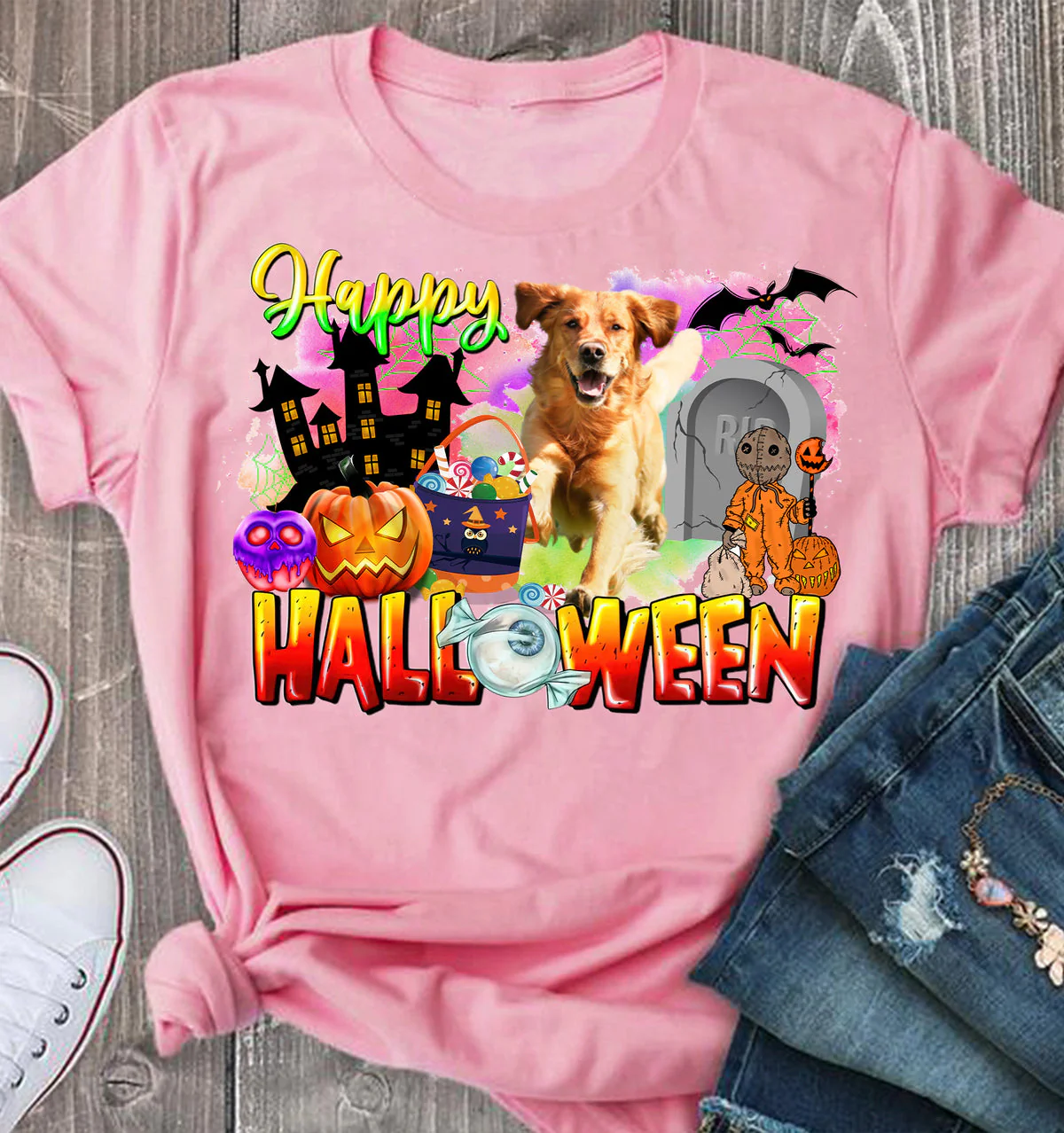 Halloween Shirt Customized Dog Cat Pets Photo, Perfect Cute Halloween Outfit For Dog Mom, Cat Mom, Pets Lovers - Image 3