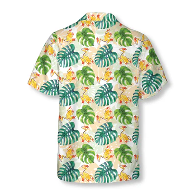 Hand Drawn Tree Frogs Hawaiian Shirt, Monstera Leaves Aloha Shirt For Men - Perfect Gift For Men, Husband, Boyfriend, Friend, Family - Image 3