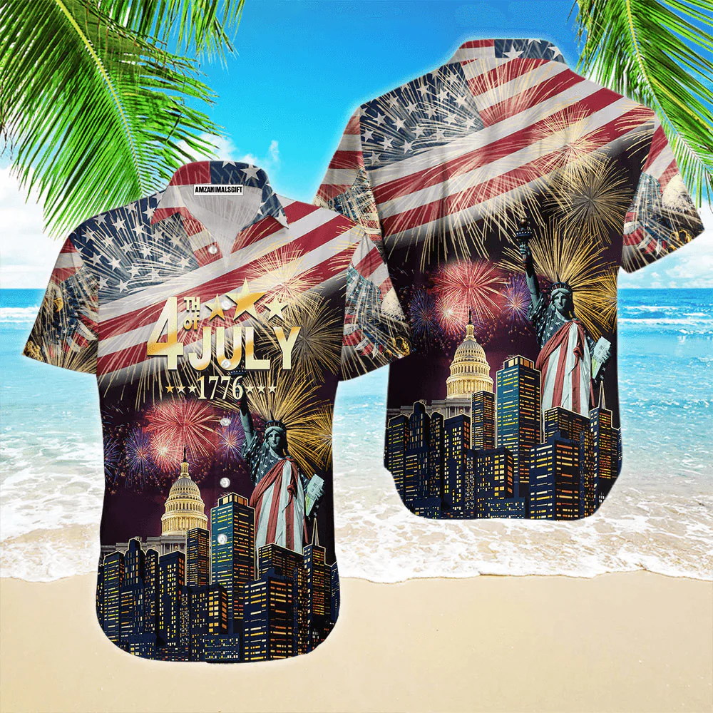 Happy 4th Of July Independence Day American Flag Firework Aloha Hawaiian Shirts For Men Women, Perfect Gift For Summer, Patriot, Friend, Family - Image 2