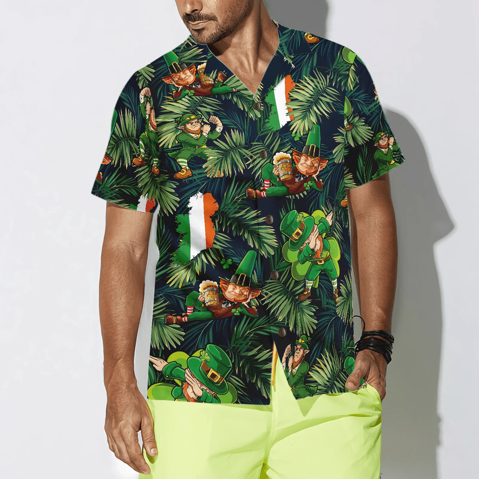 Happy Saint Patrick's Day Irish Leprechaun Hawaiian Shirt, Colorful Summer Aloha Shirts For Men Women, Perfect Gift For Husband, Wife, Friend - Image 3