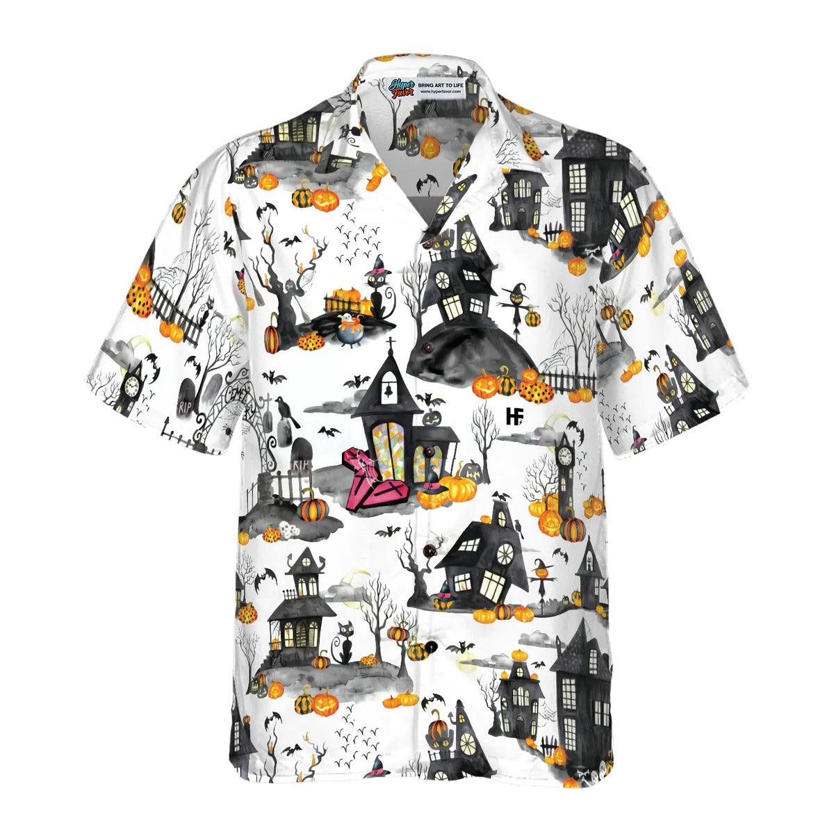 Haunted Houses Halloween Hawaiian Shirt, Halloween Shirt For Men And Women - Perfect Gift For Lover, Friend, Family - Image 3