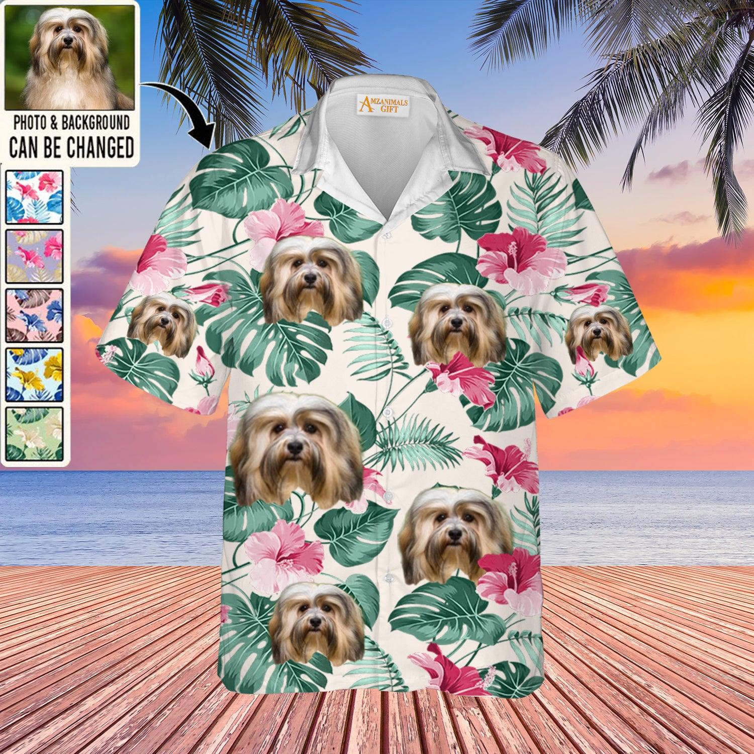 Havanese Face Custom Aloha Hawaii Shirt - Dog Custom Photo With Tropical Pattern Personalized Hawaiian Shirt - Perfect Gift For Dog Lovers, Friend, Family