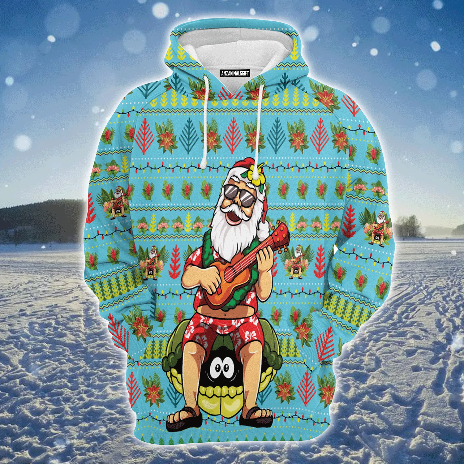 Hawaiian Santa Premium Christmas Hoodie, Hawaiian Santa Christmas Singing Unisex Hoodie For Men & Women - Perfect Gift For Christmas, Family