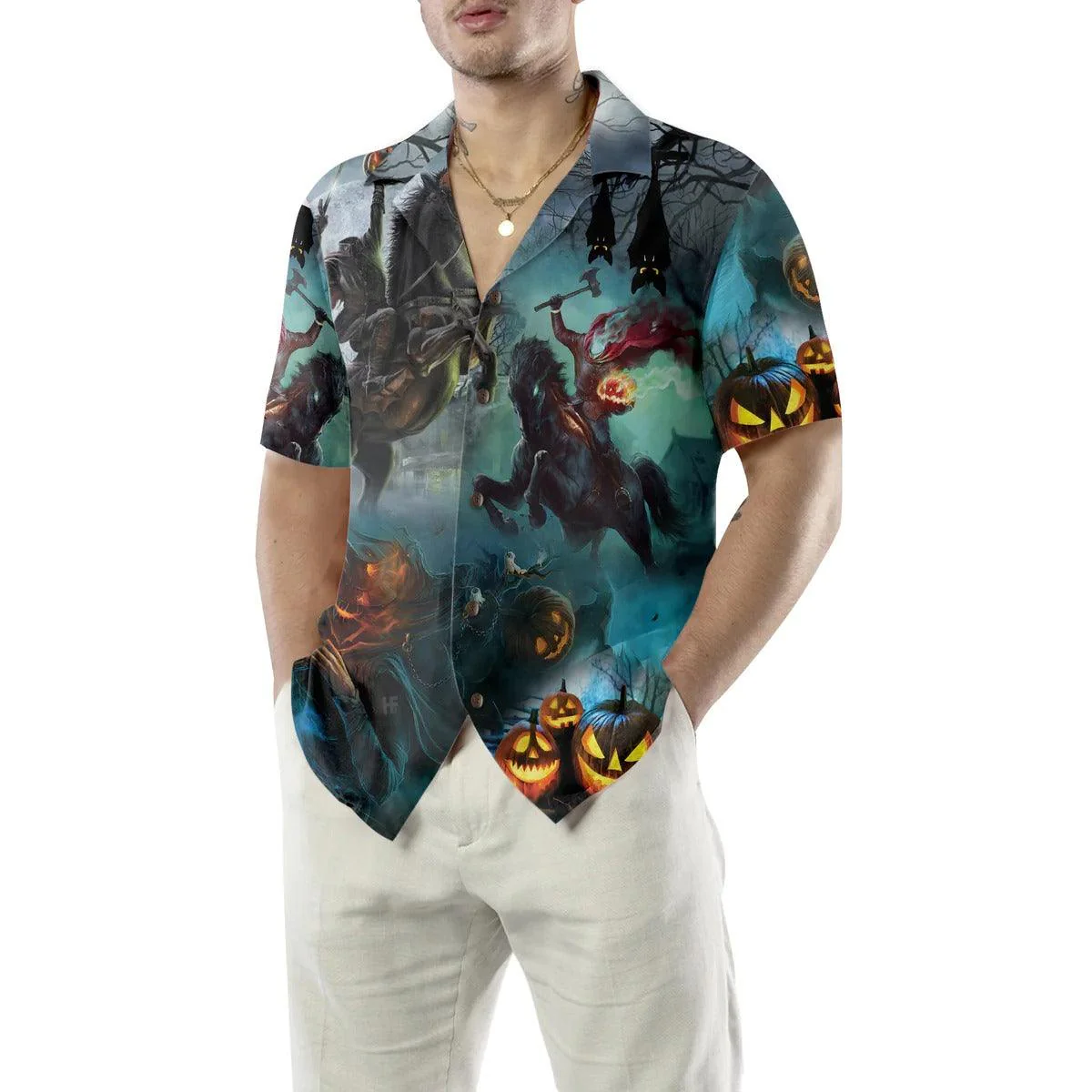 Headless Horseman Halloween Shirt For Men Hawaiian Shirt - Perfect Gift For Lover, Friend, Family - Image 2