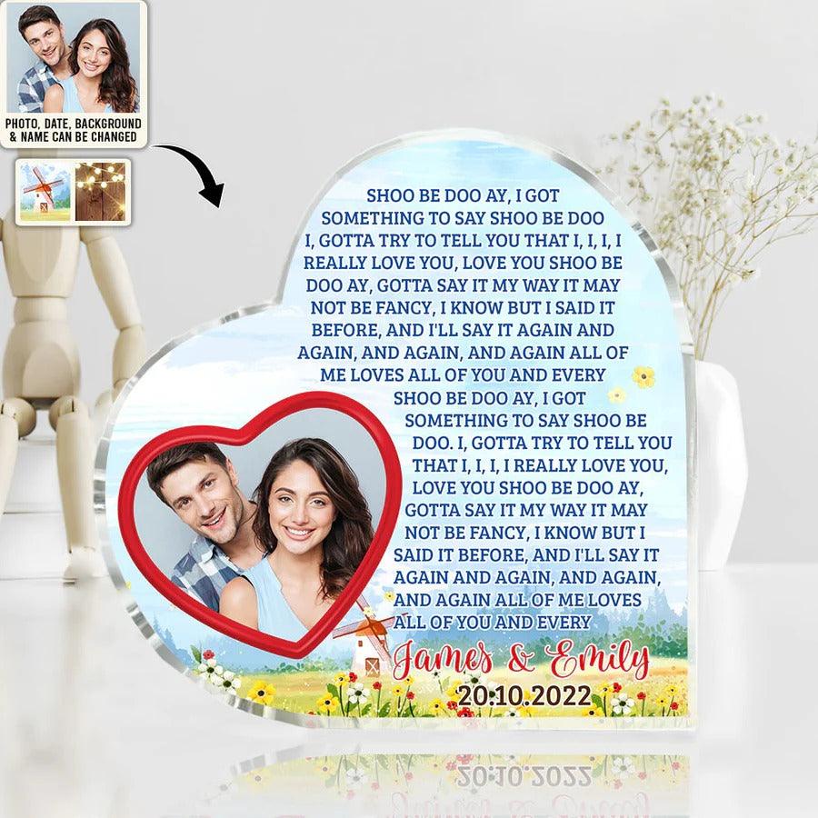 Heart Shaped Acrylic Plaque For Couple - Happy Love You And Me Custom Photo Personalized Shaped Acrylic Plaque - Perfect Gift For Couple, Valentine