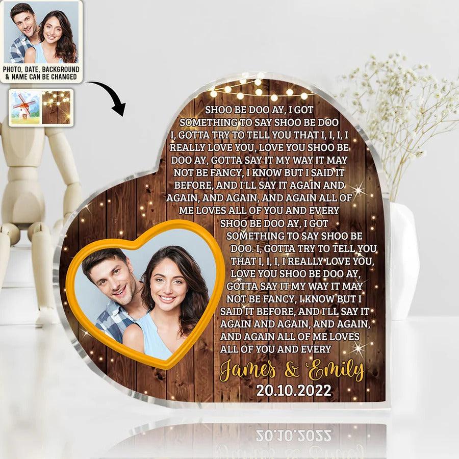 Heart Shaped Acrylic Plaque For Couple - Happy Love You And Me Custom Photo Personalized Shaped Acrylic Plaque - Perfect Gift For Couple, Valentine - Image 2