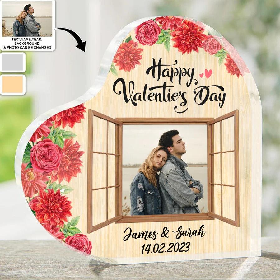 Heart Shaped Acrylic Plaque For Couple - Happy Valentine's Day Personalized Shaped Acrylic Plaque - Perfect Gift For Couple, Valentin - Image 2