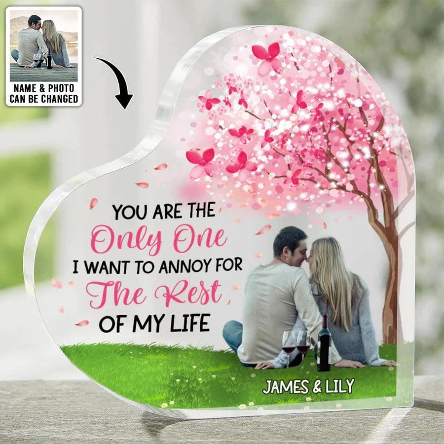 Heart Shaped Acrylic Plaque For Couple - You Are The Only One Custom Photo Personalized -Heart Shaped Acrylic Plaque- Perfect Gift For Couple, Valentine