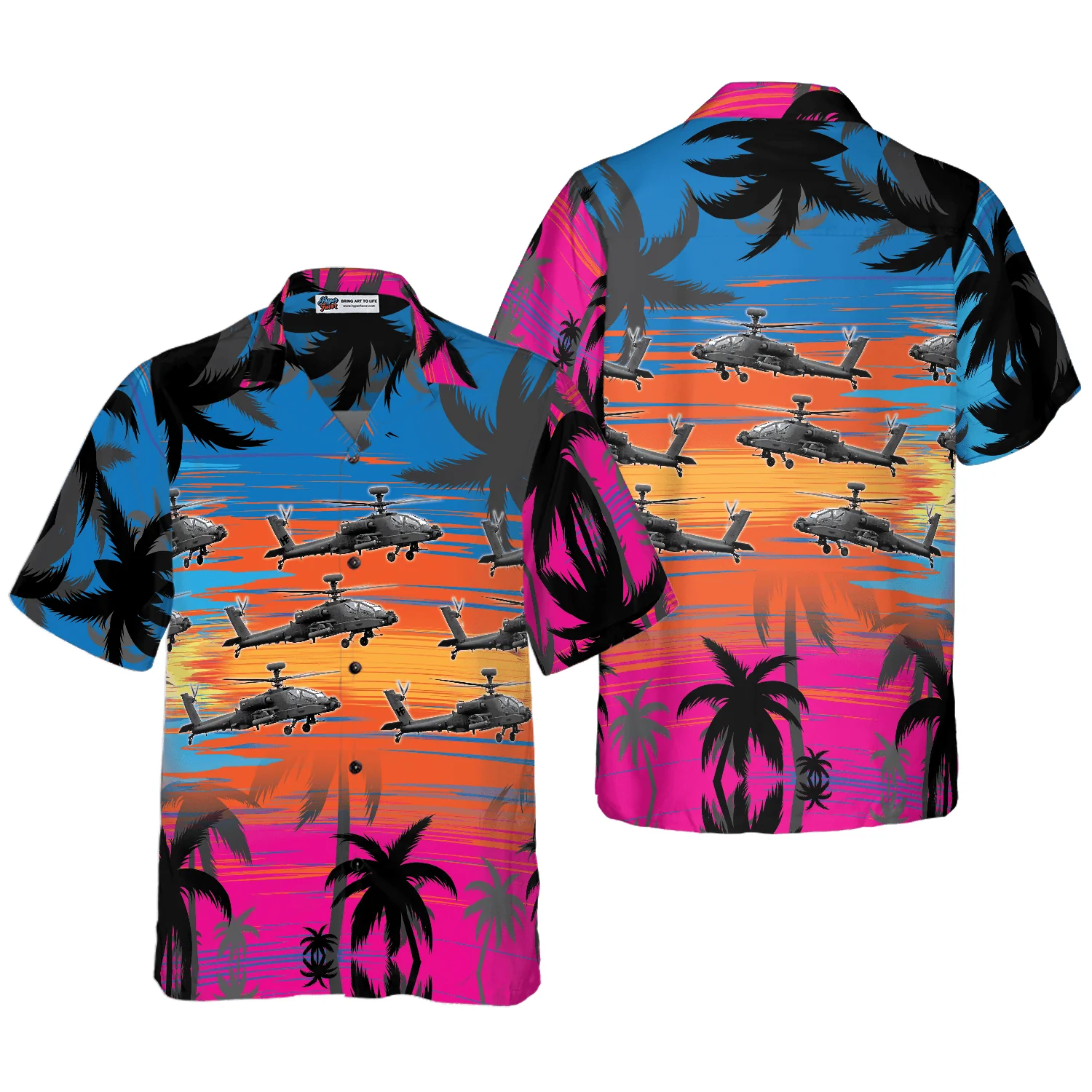 Helicopter Flies Dawn Sky Aloha Hawaiian Shirt For Summer, Colorful Shirt For Men Women, Perfect Gift For Friend, Team, Family, Helicopter Lovers