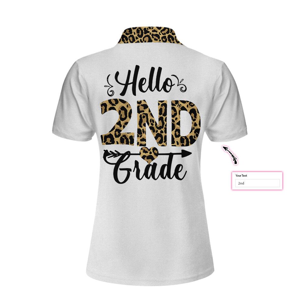 Hello 2nd Grade Squad Leopard Custom Women Polo Shirt, Personalized Women Polo Shirts Gift For Ladies, Gift For Women - Image 3