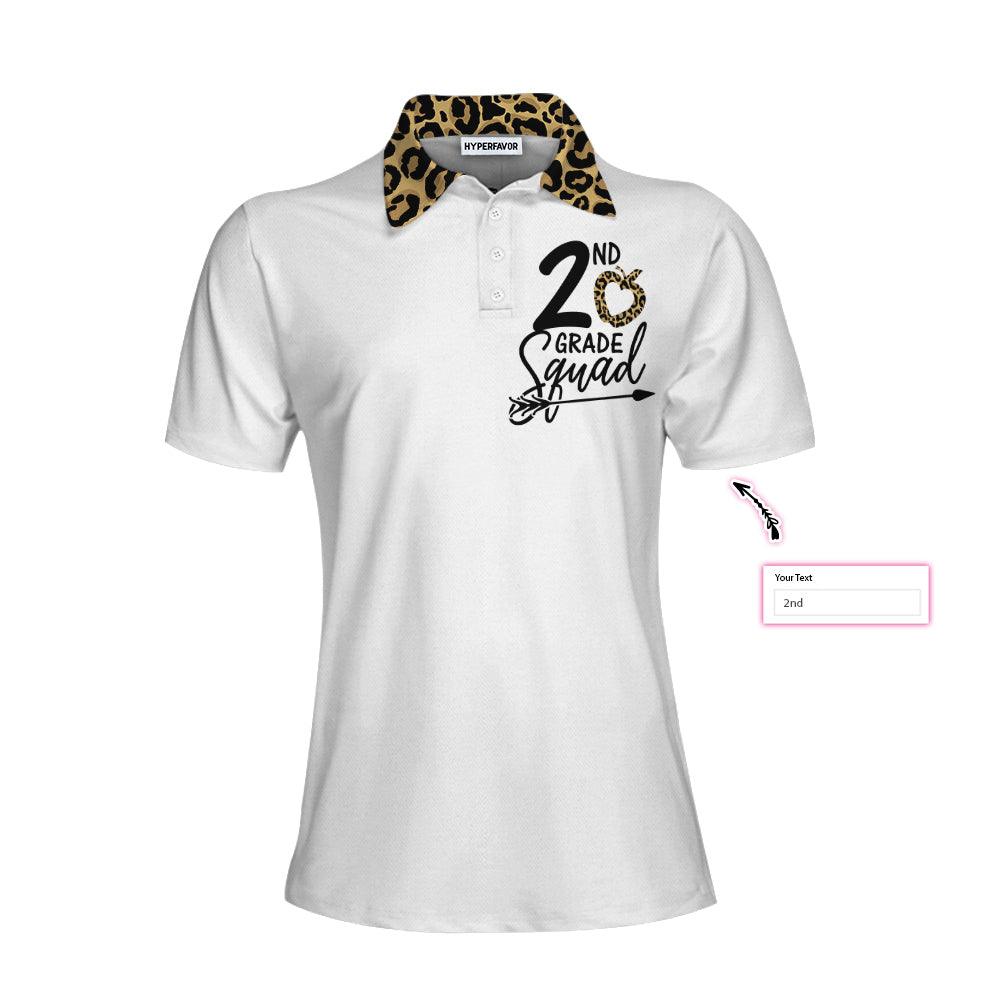 Hello 2nd Grade Squad Leopard Custom Women Polo Shirt, Personalized Women Polo Shirts Gift For Ladies, Gift For Women - Image 4