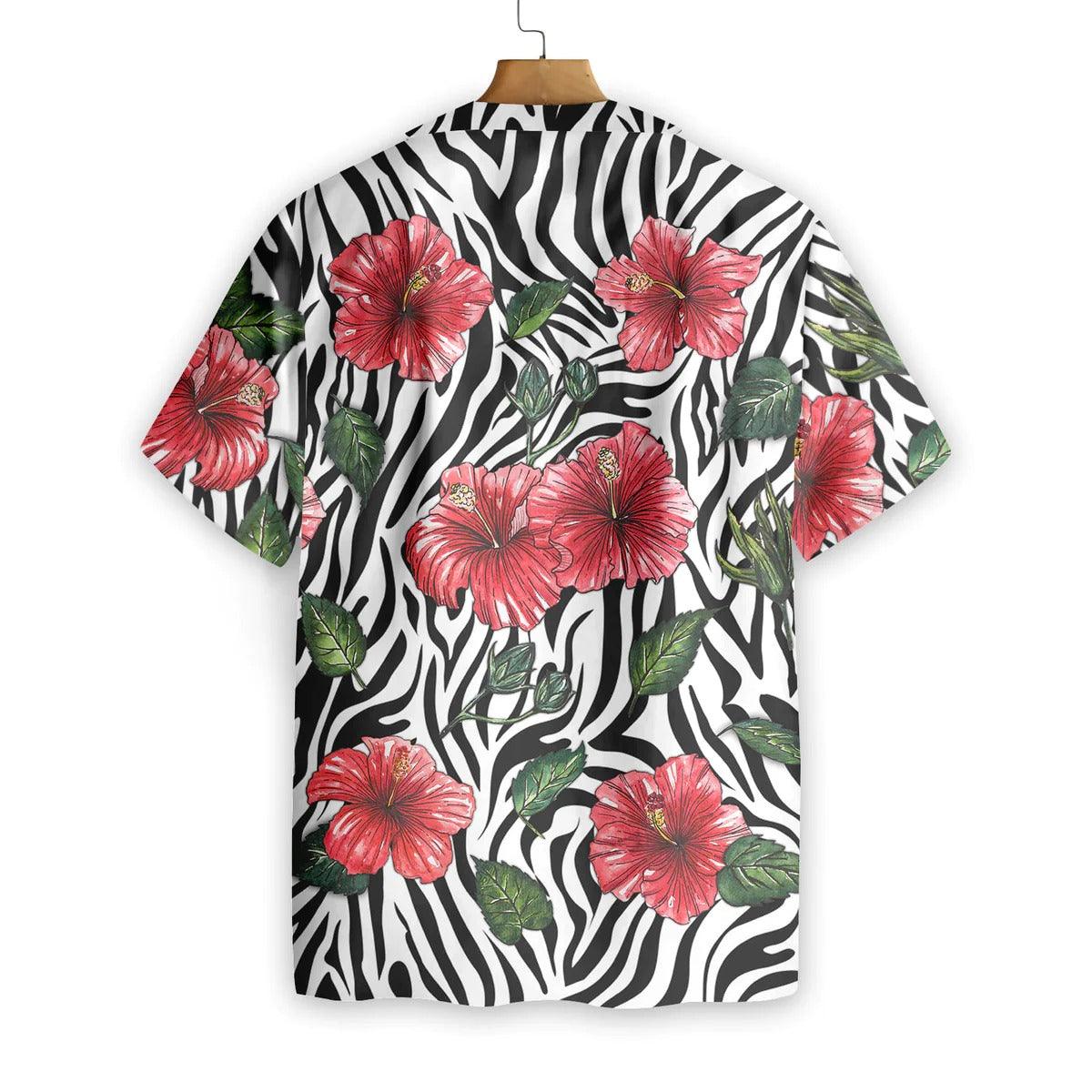 Hibiscus Zebra Watercolor Painting Art Hawaiian Shirt - Perfect Gift For Zebra Lovers, Husband, Boyfriend, Friend, Family - Image 2