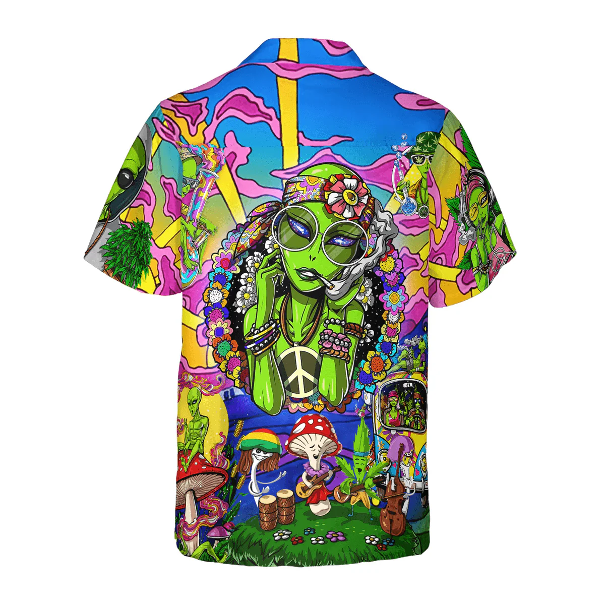 Hippie Alien Hawaiian Shirt - Perfect Gift For Husband, Boyfriend, Friend, Family - Image 2