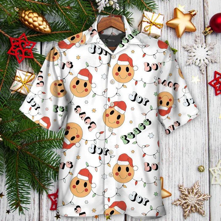 Hippie Aloha Hawaiian Shirt - Christmas Hippie Groovy Santa Claus Smile Face Hawaiian Shirt For Summer - Perfect Gift For Friend, Family